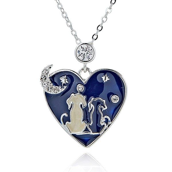 Stargazing Dogs Silver Plated Necklace
