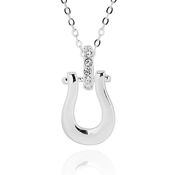 Equestrian Ornate Horseshoe Silver Plated Necklace