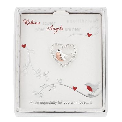 Robins Appear Two Tone Pin Brooch