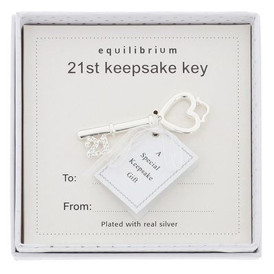 Equilibrium Silver Plated Keepsake Key 21st