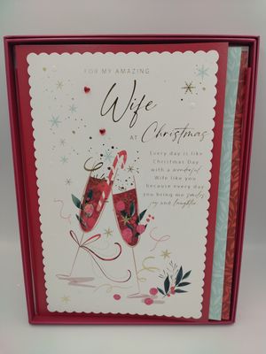 Amazing Wife at Christmas Cheers - Boxed Christmas Card