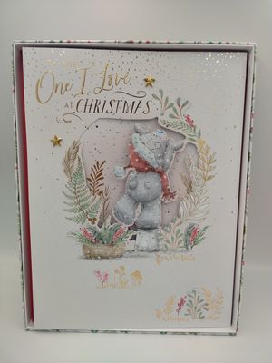 One I Love Teddy Catching Snow - Boxed Christmas Card