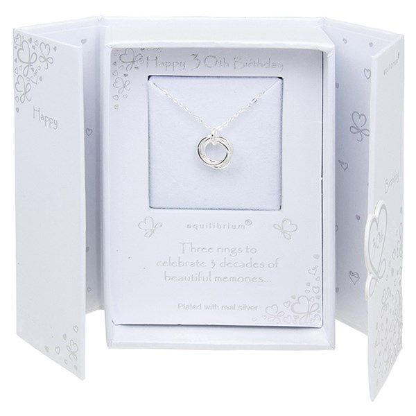 Three Rings Silver Plated Necklace - 30th