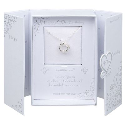 Four Rings Silver Plated Necklace - 40th