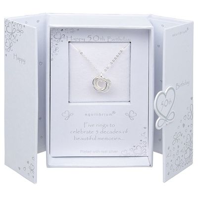 Five Rings Silver Plated Necklace - 50th