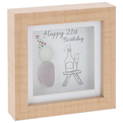 Pebble Glass Mini Plaque 21st