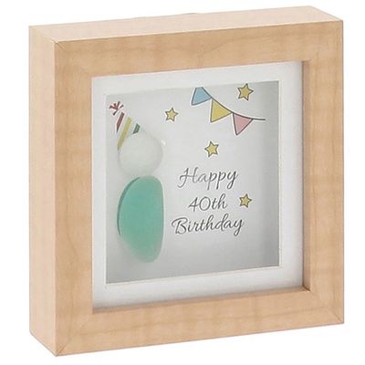 Pebble Glass Mini Plaque 40th