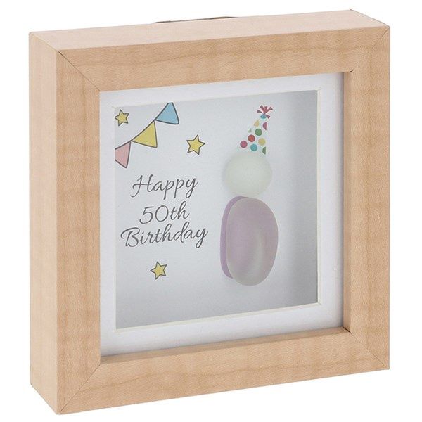 Pebble Glass Mini Plaque 50th