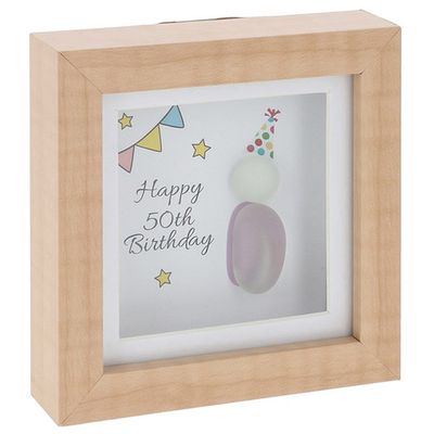 Pebble Glass Mini Plaque 50th