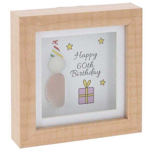 Pebble Glass Mini Plaque 60th