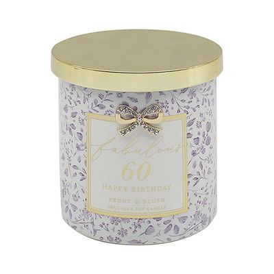 Happy 60th Birthday Peony &amp; Blush Suede Boutique Candle