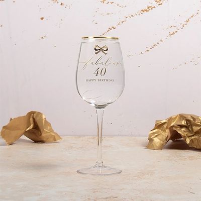 Heart Design Happy 40th Birthday Wine Glass