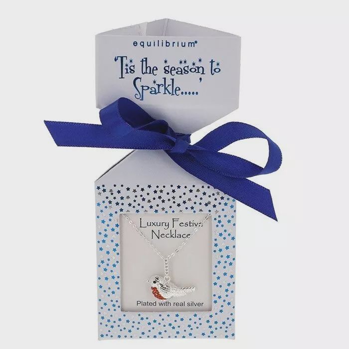 Sparkle Xmas Silver Plated Robin Necklace