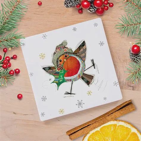 Xmas Bug Art Coaster Robin