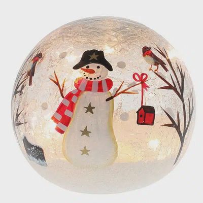 Xmas Crackle LED Ball Snowman Large