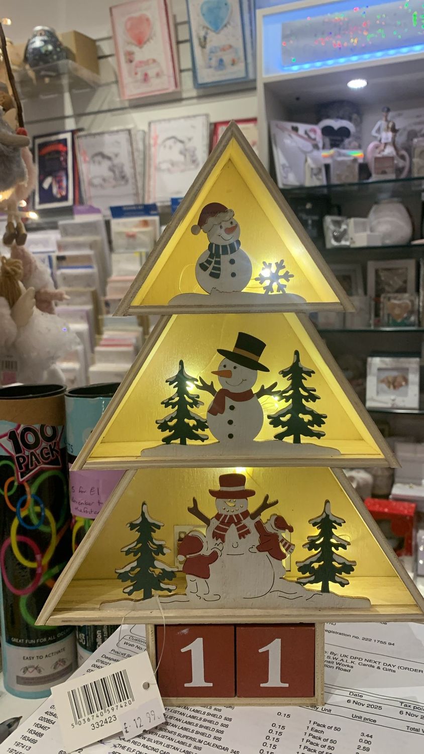 Countdown to Christmas Light up Tree with Snowmen