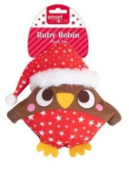 Ruby Robin Squeaky Crinkle Plush Dog Toy