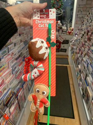 Christmas Cat Toy Teaser and 2 plushies