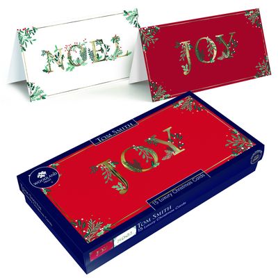 15 Foliage Text Slim Xmas Cards