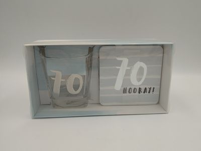 70th Glass and Coaster, Hooray