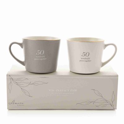Set of 2 50th Anniversary Mugs