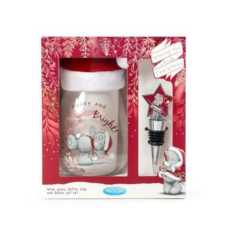 Merry &amp; Bright Me to You Wine Glass Christmas set