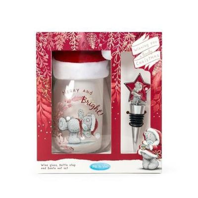 Merry &amp; Bright Me to You Wine Glass Christmas set