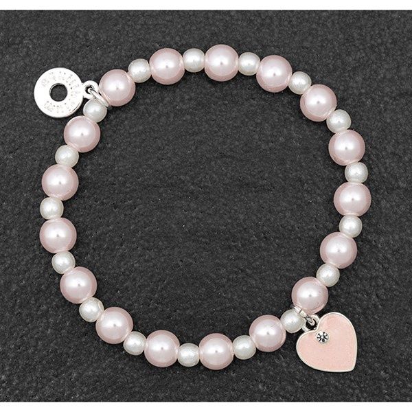Equilibrium Girls Pretty Pearl Silver Plated Bracelet Heart