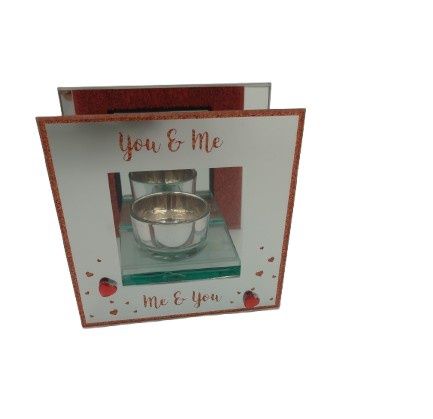 Square 'Love' glass tea-lite holder