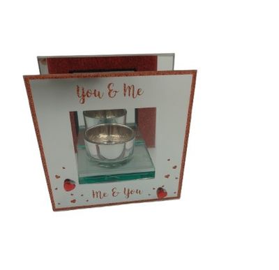 Square 'Love' glass tea-lite holder