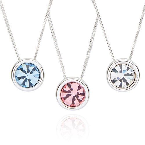 Silver Plated Crystal Necklace, Colour: Clear