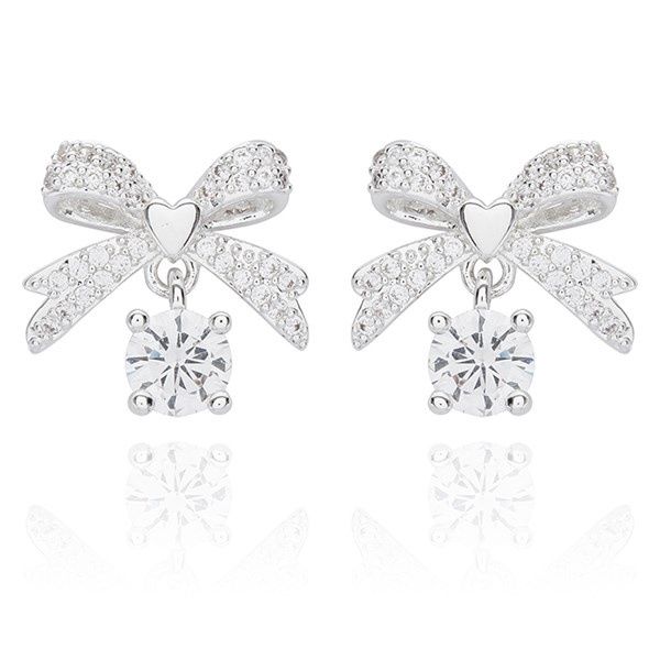 Eternal bow Silver Earings, Colour: Silver