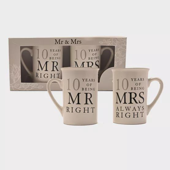 10th Anniversary Mr and Mrs - Double Mug Set