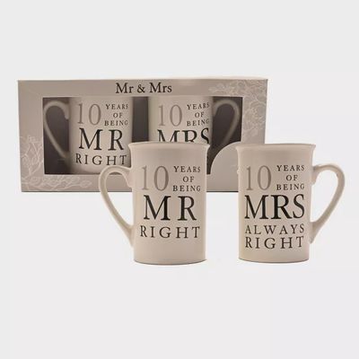 10th Anniversary Mr and Mrs - Double Mug Set