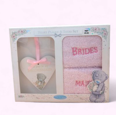Bridesmaid Heart Plaque and Socks Gift Set