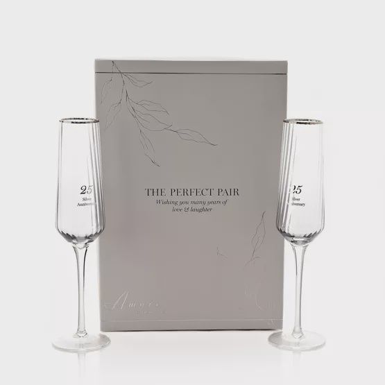 Champagne Flutes - The Perfect Pair - 25th Anniversary