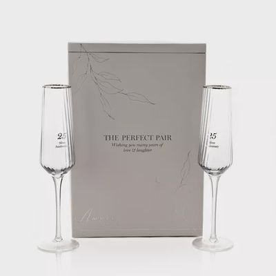 Champagne Flutes - The Perfect Pair - 25th Anniversary