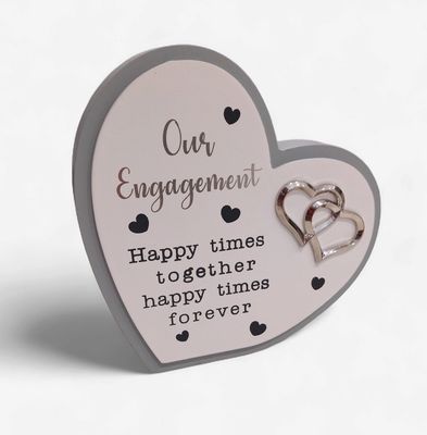 Our Engagement Heart Standing Plaque