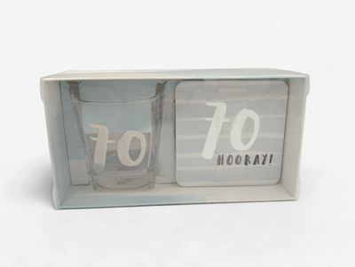 70th Glass and Coaster, Hooray