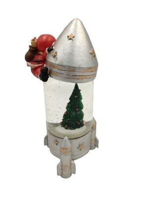 Space Rocket Snow Globe with Santa