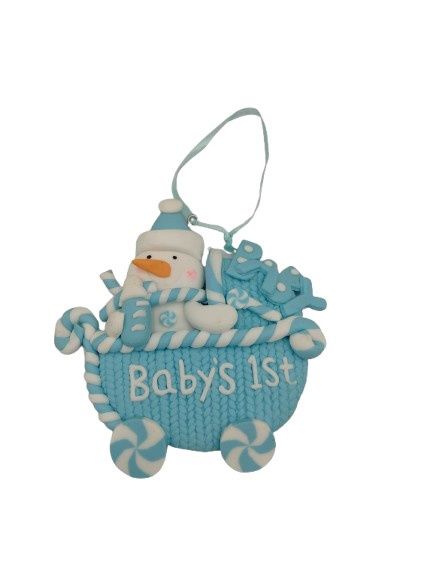 Baby's First Christmas Hanging Pram (Blue)