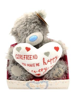 Girlfriend Tatty Ted Holding White Love Heart