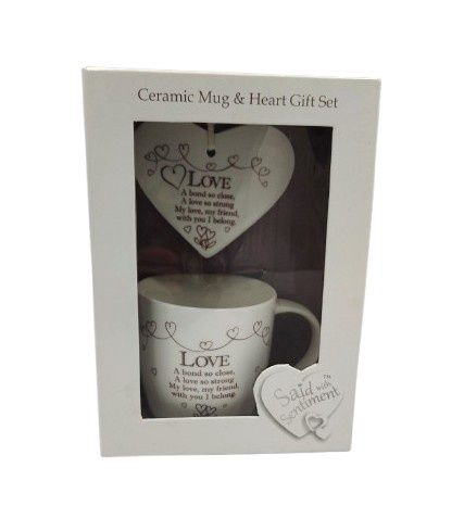 Sentiments Ceramic Mug &amp; Heart Gift Set