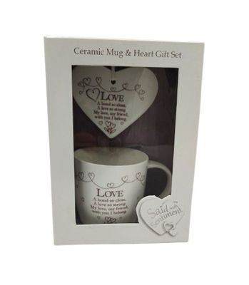 Sentiments Ceramic Mug &amp; Heart Gift Set