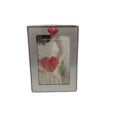 Silver Photo Frame with Red Heart