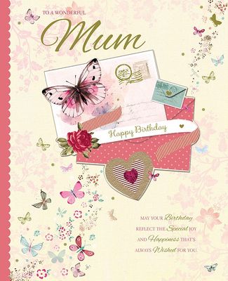 Mum Birthday Boxed Card with Butterflies