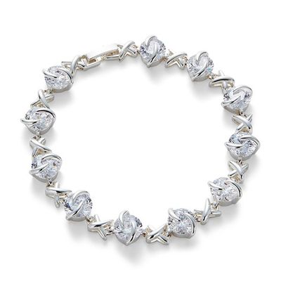 Kiss Silver Plated Sparkle Kisses Bracelet