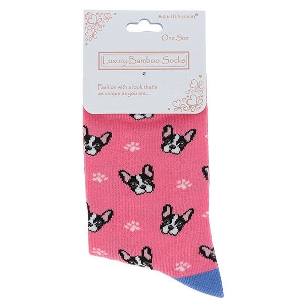 Ladies Bamboo Socks Dogs Pink