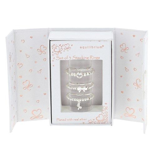 Gift Set of 3 Silver Plated Rings Bows