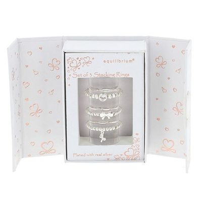 Gift Set of 3 Silver Plated Rings Bows